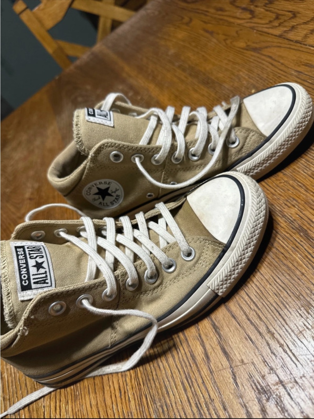 Converse High Top Sneakers in Khaki and White
